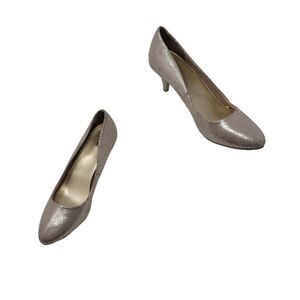 Fioni Vegan Rose Gold Formal Sparkle Pumps 7.5 Slip-On Heels Pointy Toe Glam